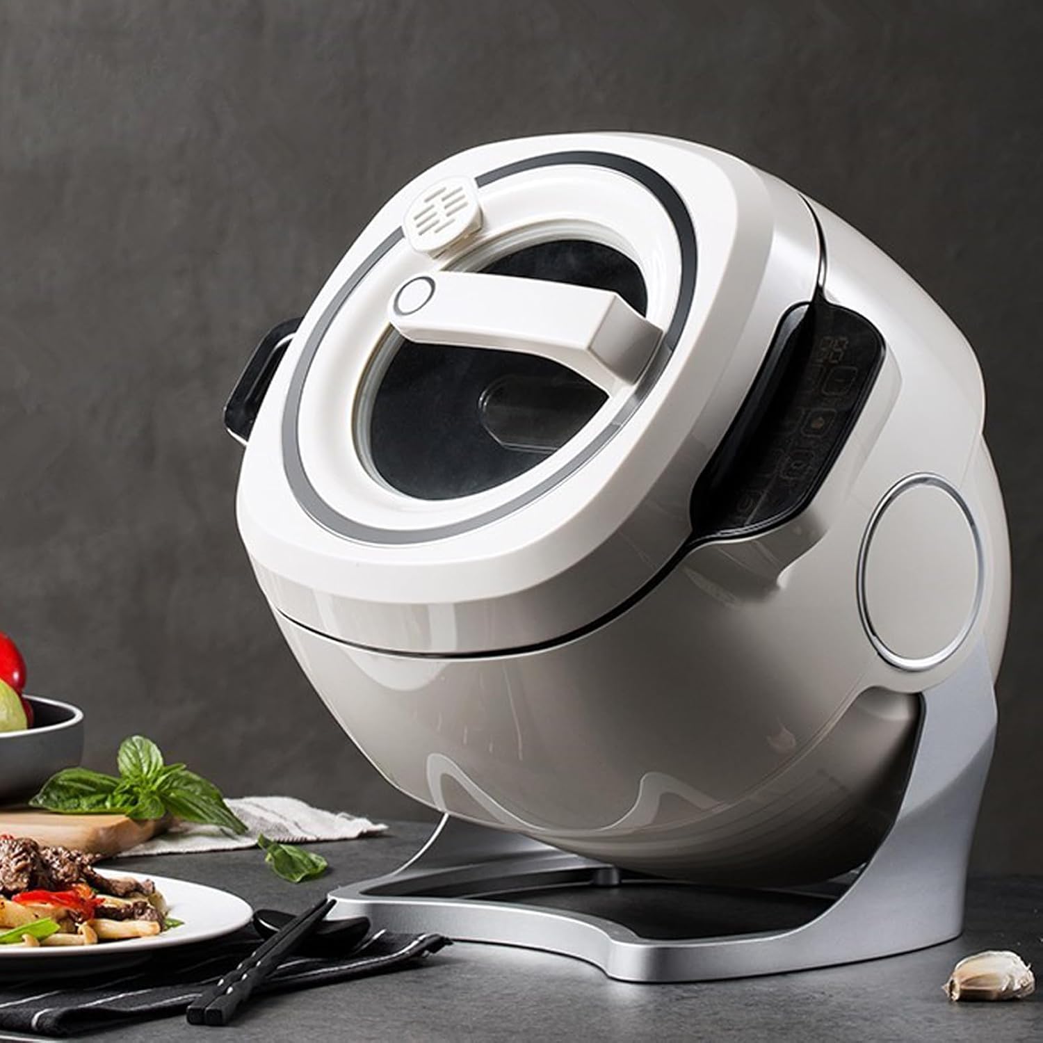 WLSLZQ Automatic Stir Fry Robot,Automatic Cooking Wok Fried Rice Machine 6l Automatic Cooking Pot，110v\/220v，Adjustable Speed 360°，Three-Level Adjustable Mode for Stir Frying, Stewing，Cooking 110V