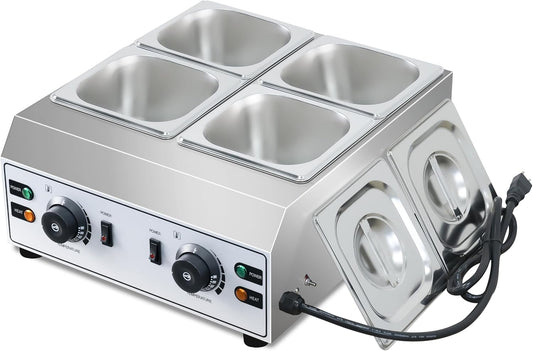 Chocolate Melting Pot 4-Tanks Commercial Chocolate Tempering Machine Chocolate Tempering Pot 2000W Electric Chocolate Melter Pot Chocolate Warmer for Milk Coffee Cheese