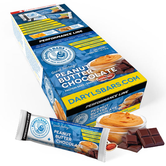 Daryl's Bars, Peanut Butter Chocolate On the Go Whey Protein Bars, Gluten Free, 22gr of Protein Snack, Meal Replacement, Pack of 12