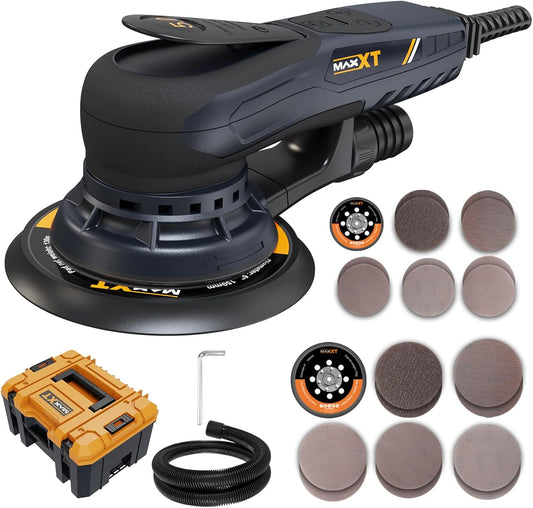 MAXXT Electric 5mm Random Orbital Sander with Tool Case, Variable Speed Palm Sander with Brushless Motor, 5&6Inch Sanding Pads, Sanders for Woodworking, Primary Wood and Panel Processing