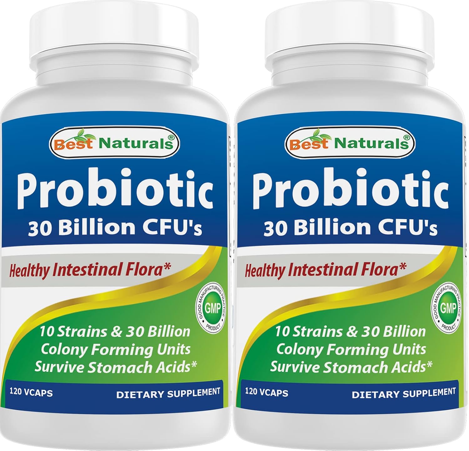 Best Naturals Probiotic 10 Strains 30 Billion Shelf Stable 120 Veggie Caps (120 Count (Pack of 2))