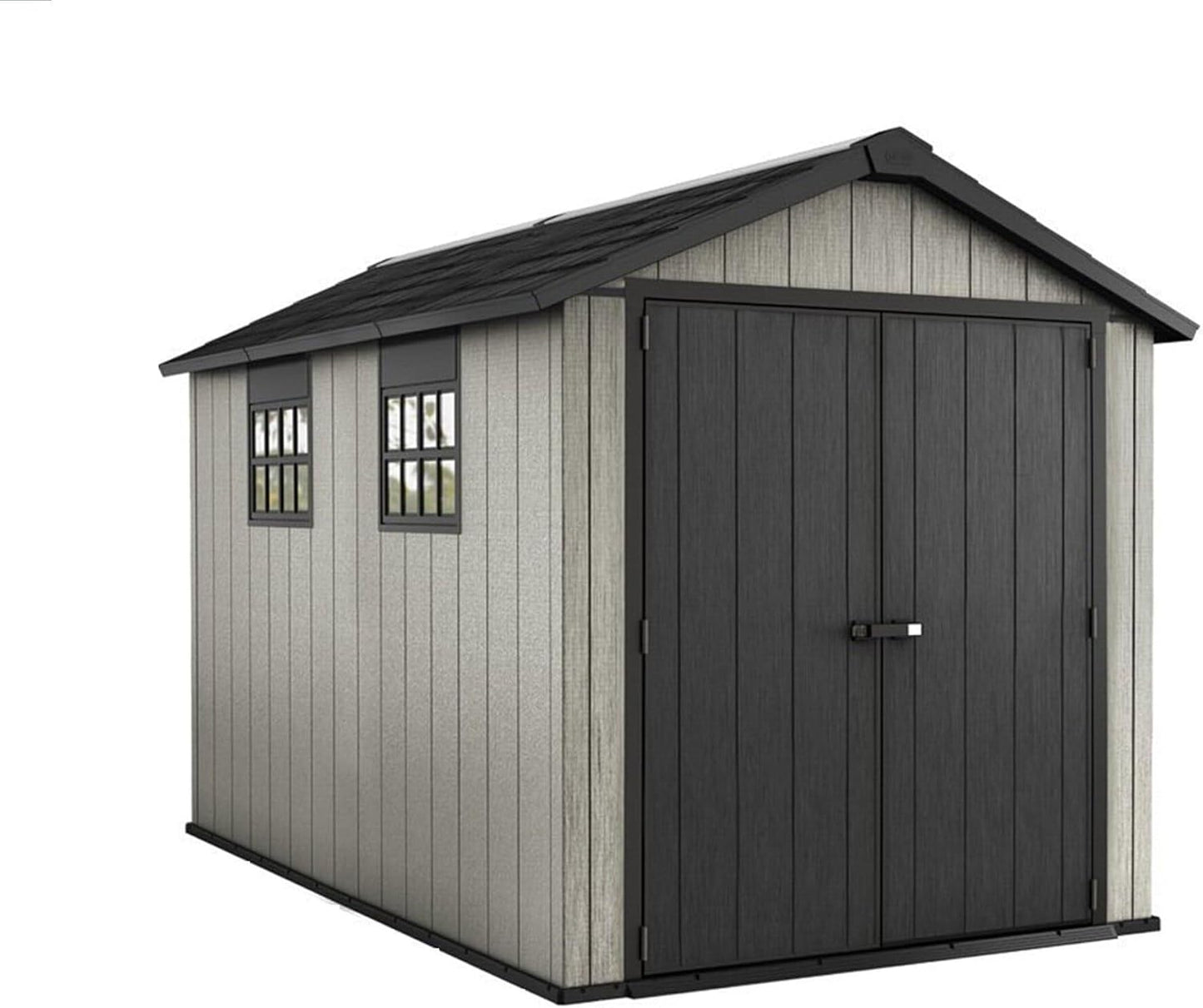 7.5 X 7.9 FT Outdoor Storage Shed Resin Tool Shed with Lockable Double Doors, Floor and Windows,Lockable Perfect for Backyard, Patio, Garden, Home, Pool
