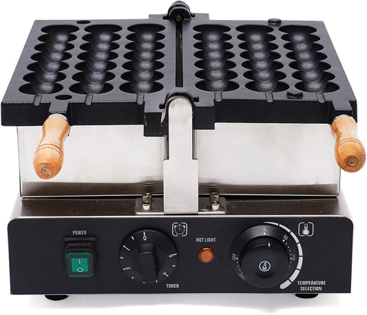 1600W Commercial Skewer Waffle Machine, 110V 42pcs Nonstick Electric Waffle Maker with Teflon Coating Makes, 50~300℃ Temp 0~5 mins Stainless Steel Maker Baker for Bakeries Black