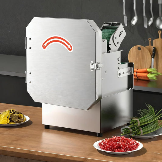 Commercial Automatic Scallion Chopper 200W 150kg/h, Electric Vegetable Slicer, Food Chopper Machine Green Onion Peppers Cut Into Circles Machine