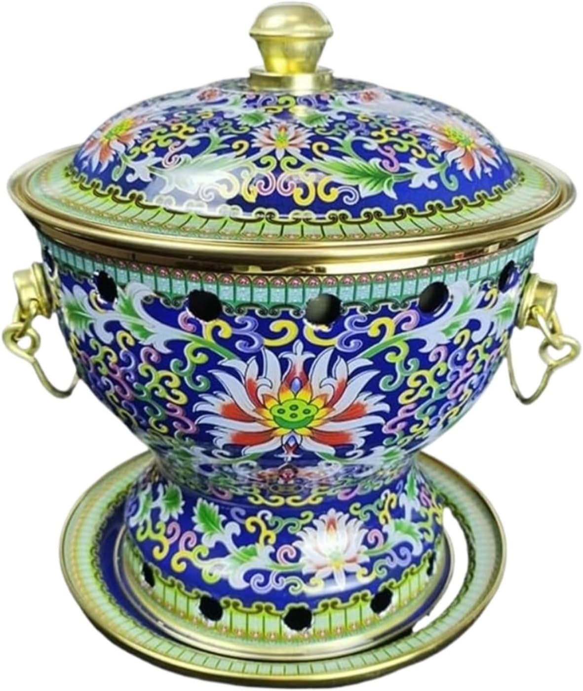 ZOCWJK Chinese Hot Pot Hot Pot Durable Enamel Single Hot Pot Desktop Hot Pot Household Boiler Chafing Dish Cookware Hot Pot (Blue-19 * 21cm