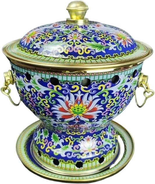ZOCWJK Chinese Hot Pot Hot Pot Durable Enamel Single Hot Pot Desktop Hot Pot Household Boiler Chafing Dish Cookware Hot Pot (Blue-19 * 21cm