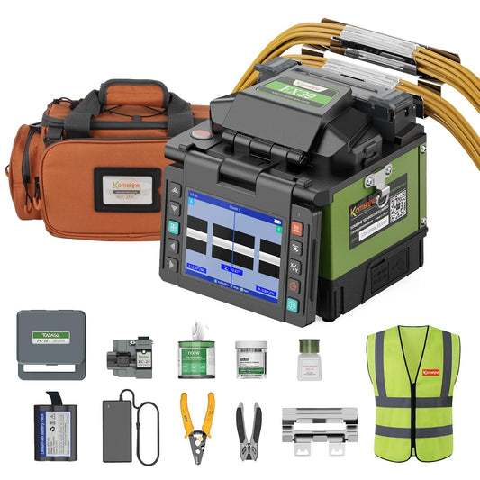 Fiber Optic Fusion Splicer Komshine EX39 Fusionadora De Fibra Optica, 8s Fast Splice Core Alignment Joint Splicer Machine+4000mAh Battery Capacity+60mm Protective Fiber Sleeves 100pcs