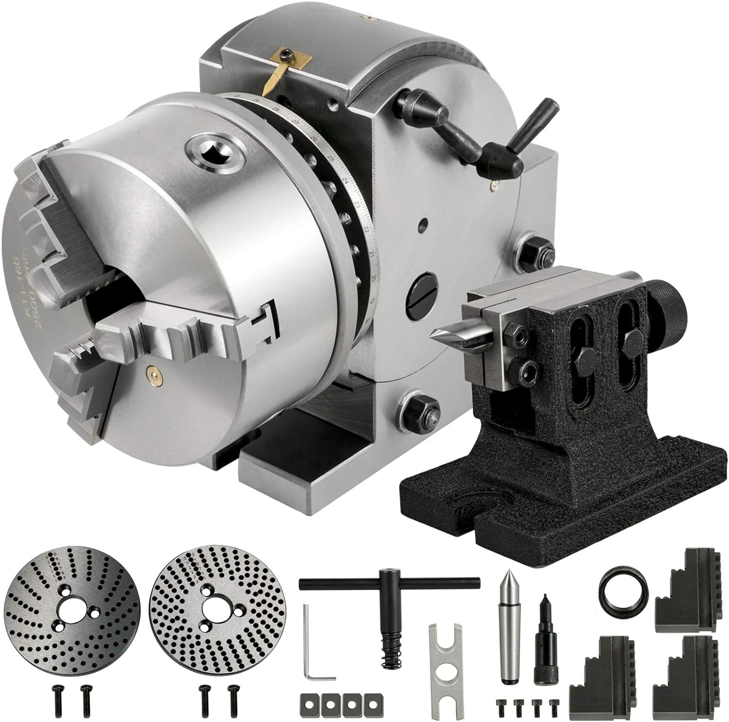 Vevor Dividing Head BS-1 Dividing Head Set 6" 3-jaw Chuck Semi Universal Milling Set with 6" Chuck+Tailstock+Dividing Plates for Milling Grinding Drilling Machine - Amazon.com