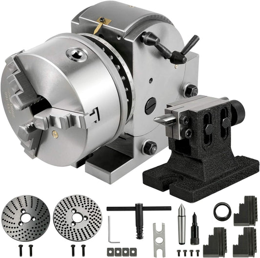 Vevor Dividing Head BS-1 Dividing Head Set 6" 3-jaw Chuck Semi Universal Milling Set with 6" Chuck+Tailstock+Dividing Plates for Milling Grinding Drilling Machine - Amazon.com
