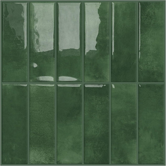 DEWOO 20-Sheet Peel and Stick Subway Backsplash Green Kitchen Bathroom Rectangle Self Adhesive Wall Tile Brick (12"×12")