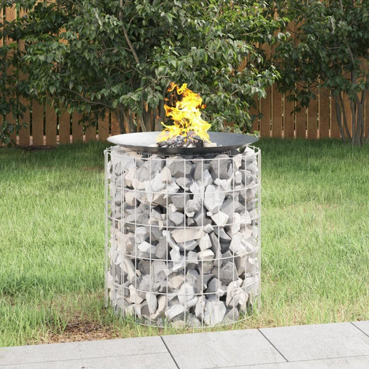 Gabion Fire Pit Ø Galvanized Iron Gabion Fire Pit for Garden and Patio Use 19.7" Galvanized Iron