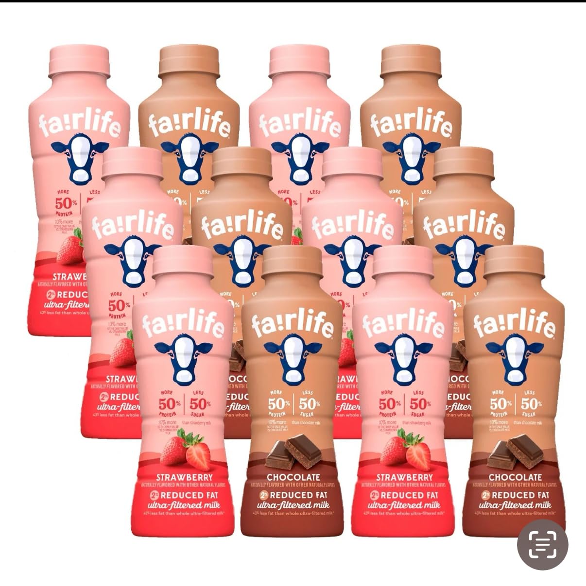 Fairlife' Variety Pack - Rich Chocolate & Very Strawberry Low Fat Ultra Filtered Milk, 14oz (Pack of 12)