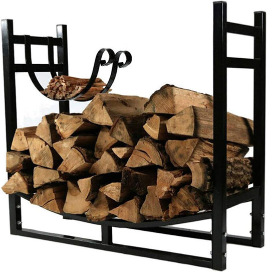 Large 33inch Firewood Racks with Kindling Holder, Indoor/Outdoor Log Holders for Patio Firepit/Back Porch, Wood Stacking Storage(