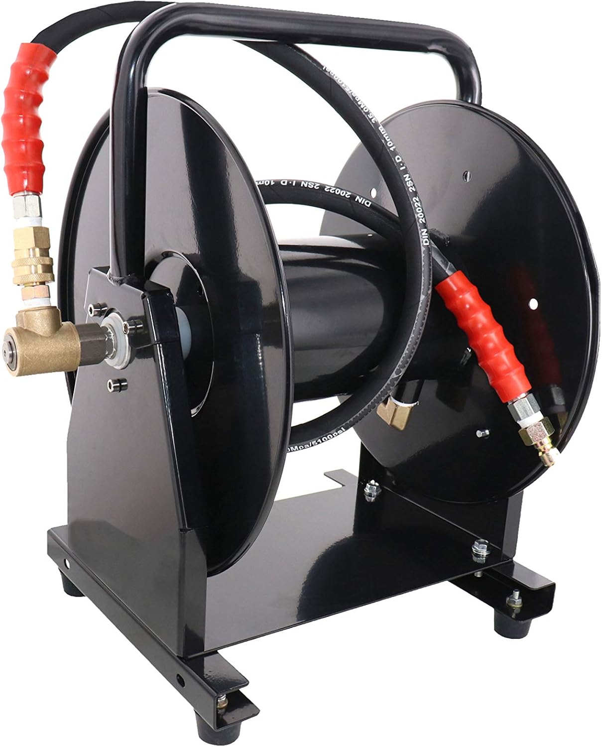 Erie Tools 5000 PSI 3/8" x 200' Portable Hose Reel for High Pressure Power Washer and Sewer Jetter