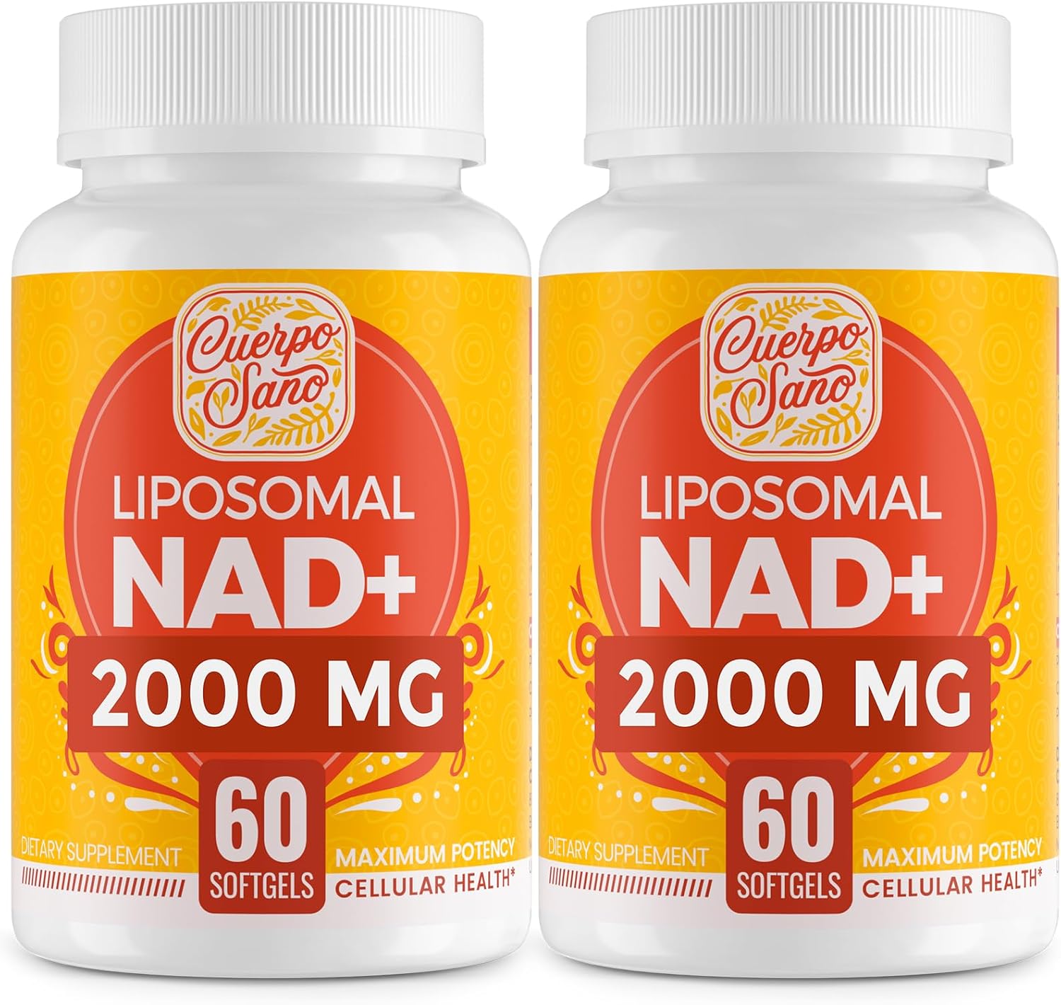 Cuerpo Sano 2000 MG NAD Supplement, Liposomal NAD+ with High Absorption, More Efficient Than Nicotinamide Riboside, Pure & Plus Boosting Supplement, Aging Defense, Metabolism & Cellular, 120 softgels