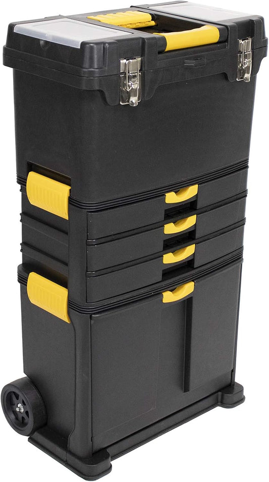 Erie Tools Portable Toolbox Organizer with Foldable Auto-Locking Handle & (3) Detachable Storage Compartments