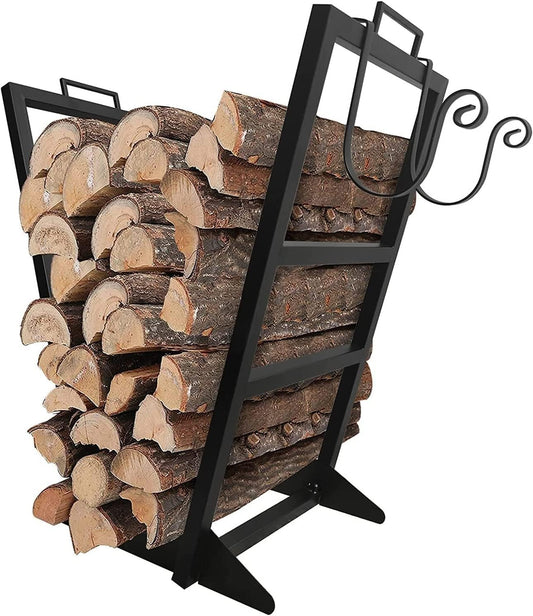 Outdoor Firewood Rack Storage Heavy Duty Steel Log Holder Wood Storage Fireplace Tools Rack for Firewood
