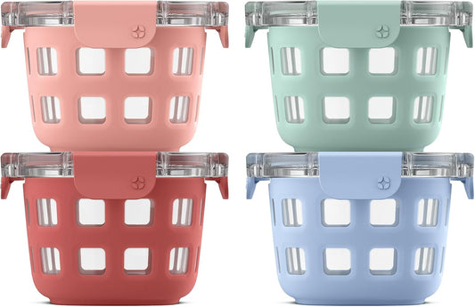 Ello Duraglass Glass Meal Prep Sets Leak-Proof Glass Food Storage Containers with Airtight BPA-Free Plastic Lids, Dishwasher, Microwave, and Freezer Safe