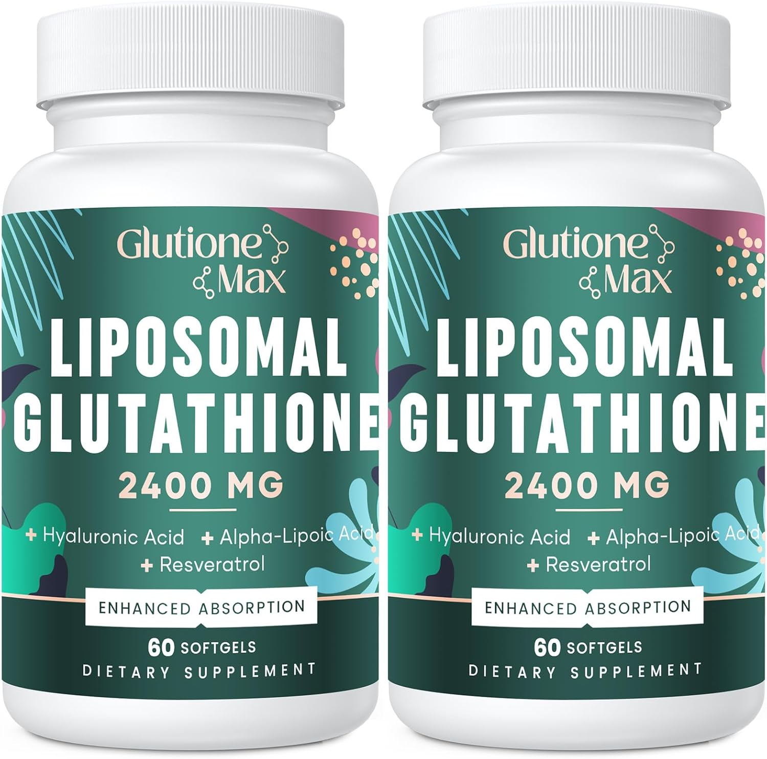 8-in-1 Liposomal Glutathione 2400 MG, High Absorption Antioxidant Formula \u2013 with Hyaluronic Acid, Alpha-Lipoic Acid, Resveratrol - Skin, Liver Detox & Immune System, 120 Softgels