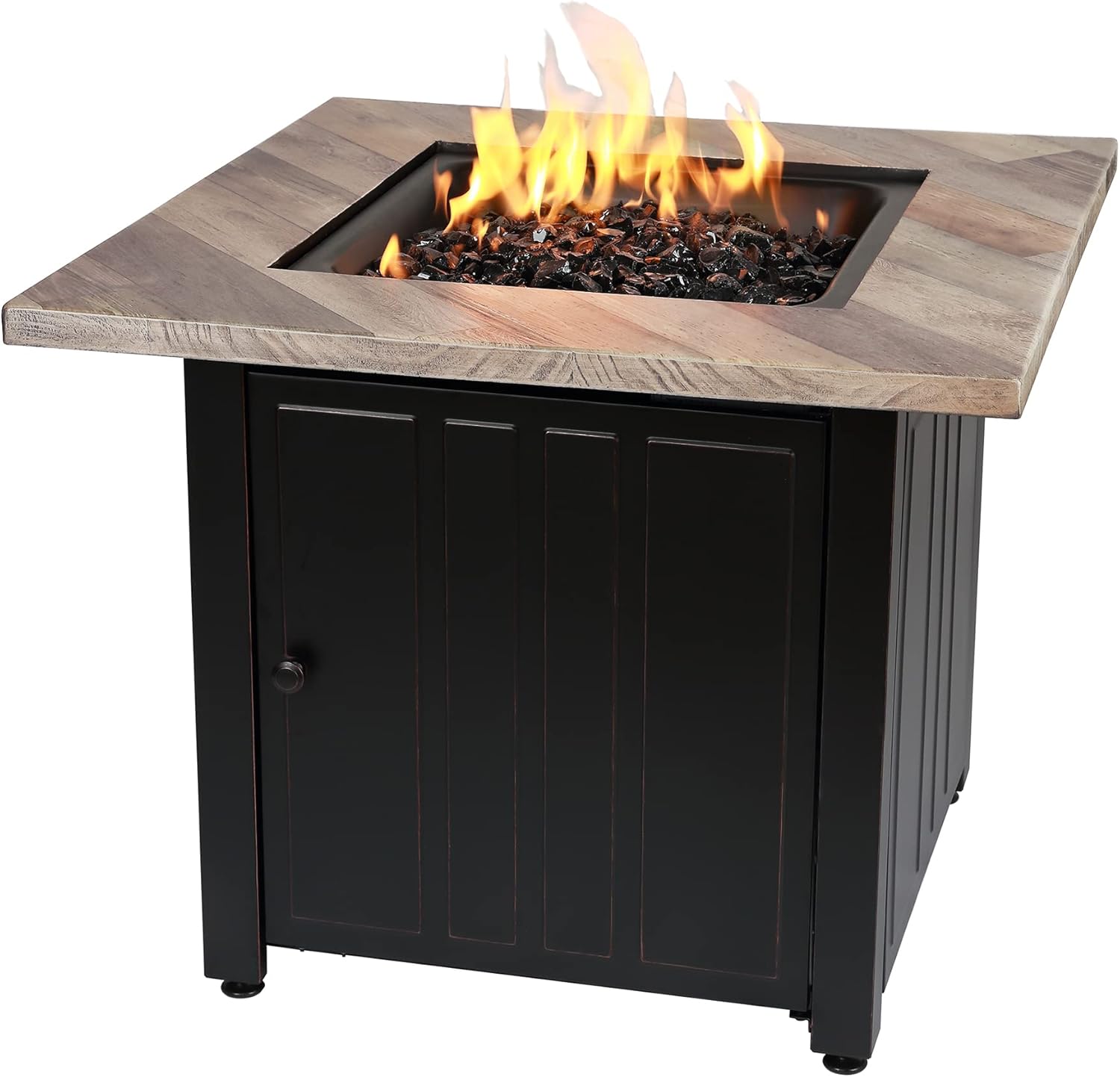Endless Summer, The Harper, Square 30" Outdoor Propane Fire Pit, Includes Black Fire Glass, Table Insert, and Protective Cover