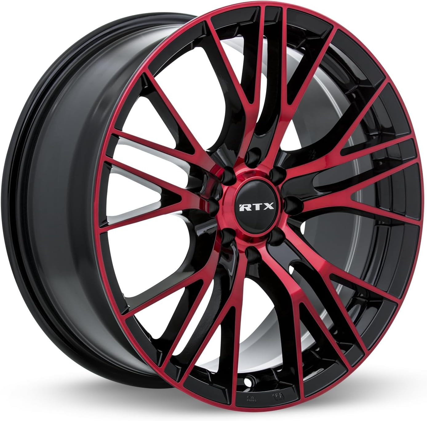RTX VERTEX Custom Wheel - 18x8, 40 Offset, 5x114.3 Bolt Pattern, 73.1mm Hub - Black with Machined Red Face Rim
