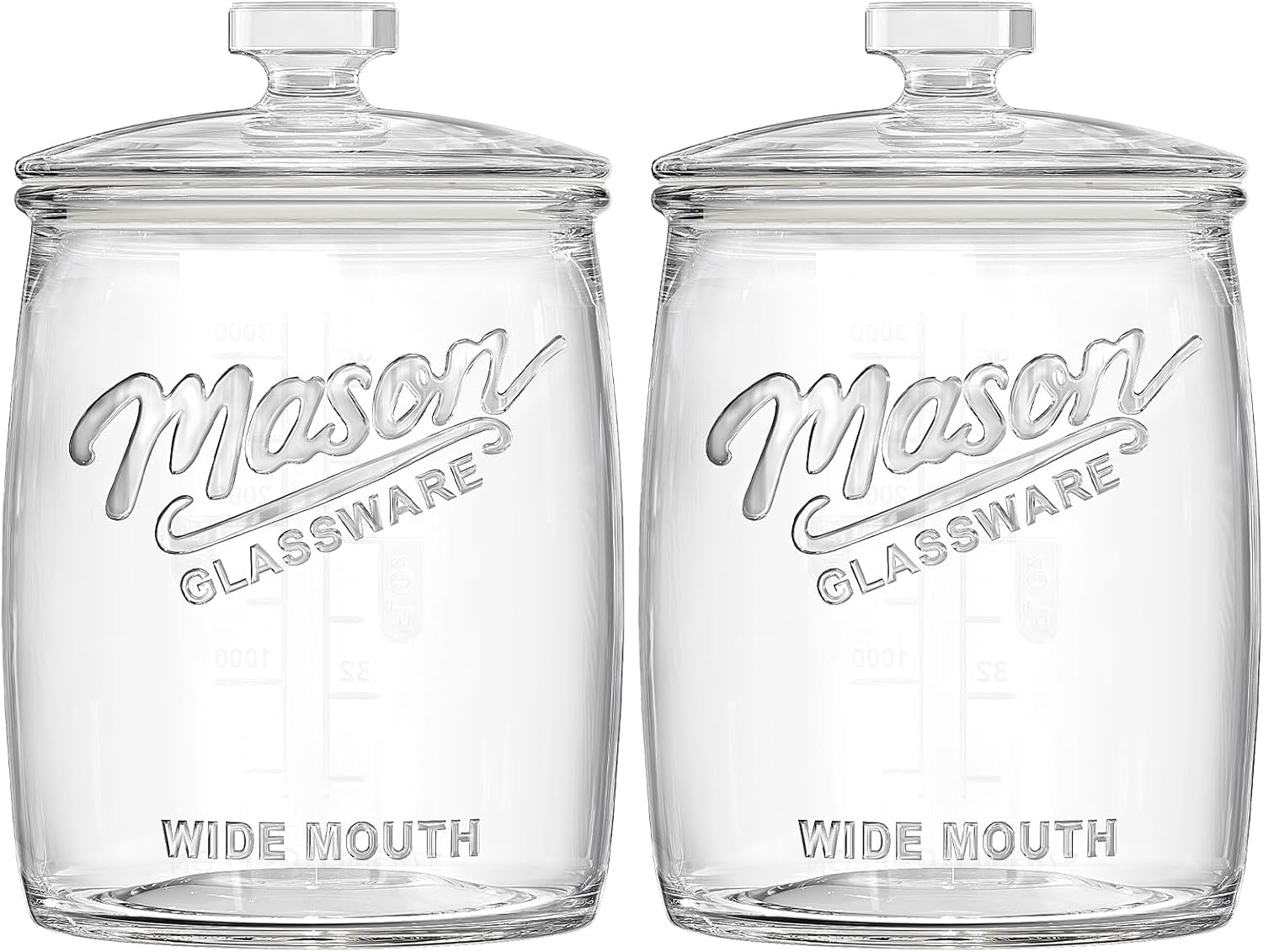 2 Pack Cookie Jar, 1 Gallon Glass Jar with Airtight Lids - Large Wide Mouth Mason Jar for Kitchen Pantry& Laundry Room, Glass Apothecary Canisters Sets for Candy, Flour, Rice, Coffee, Display