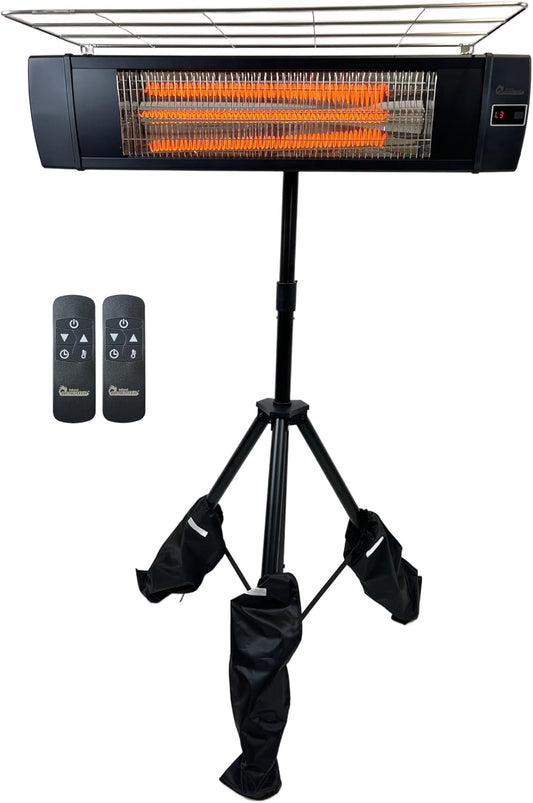 Dr Infrared Heater DR-338 Carbon Infrared Patio Heater with Tripod & Tip-Over Protection, 12.5 Feet Long Extension Cord, Black