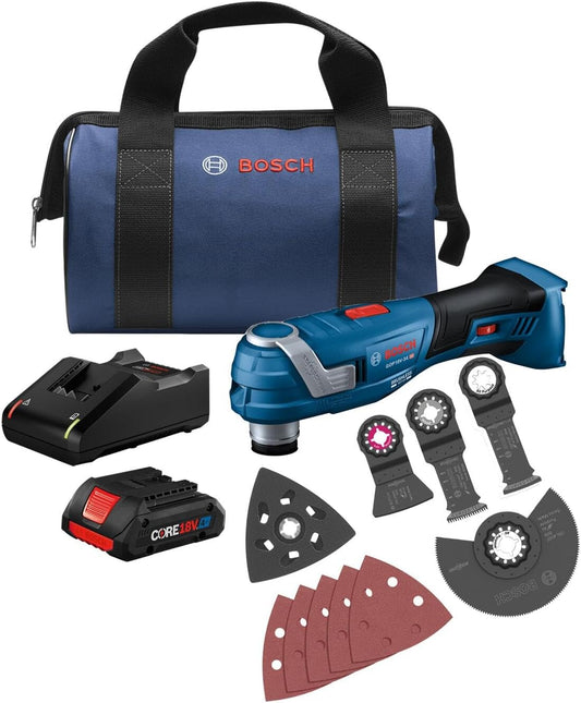 Bosch GOP18V-34B14-RT 18V Brushless Lithium-Ion Cordless StarlockPlus Oscillating Multi-Tool Kit (4 Ah) (Renewed)