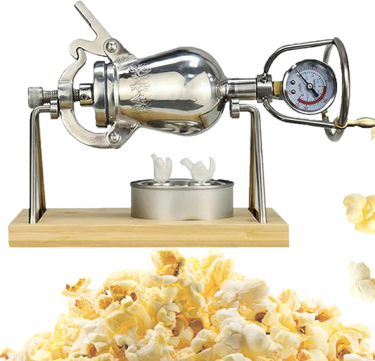 300ml Popcorn Maker, 304 Stainless Steel Mini Manual Popcorn Machine, Vintage Popcorn Popper Gift for Party Christmas Halloween