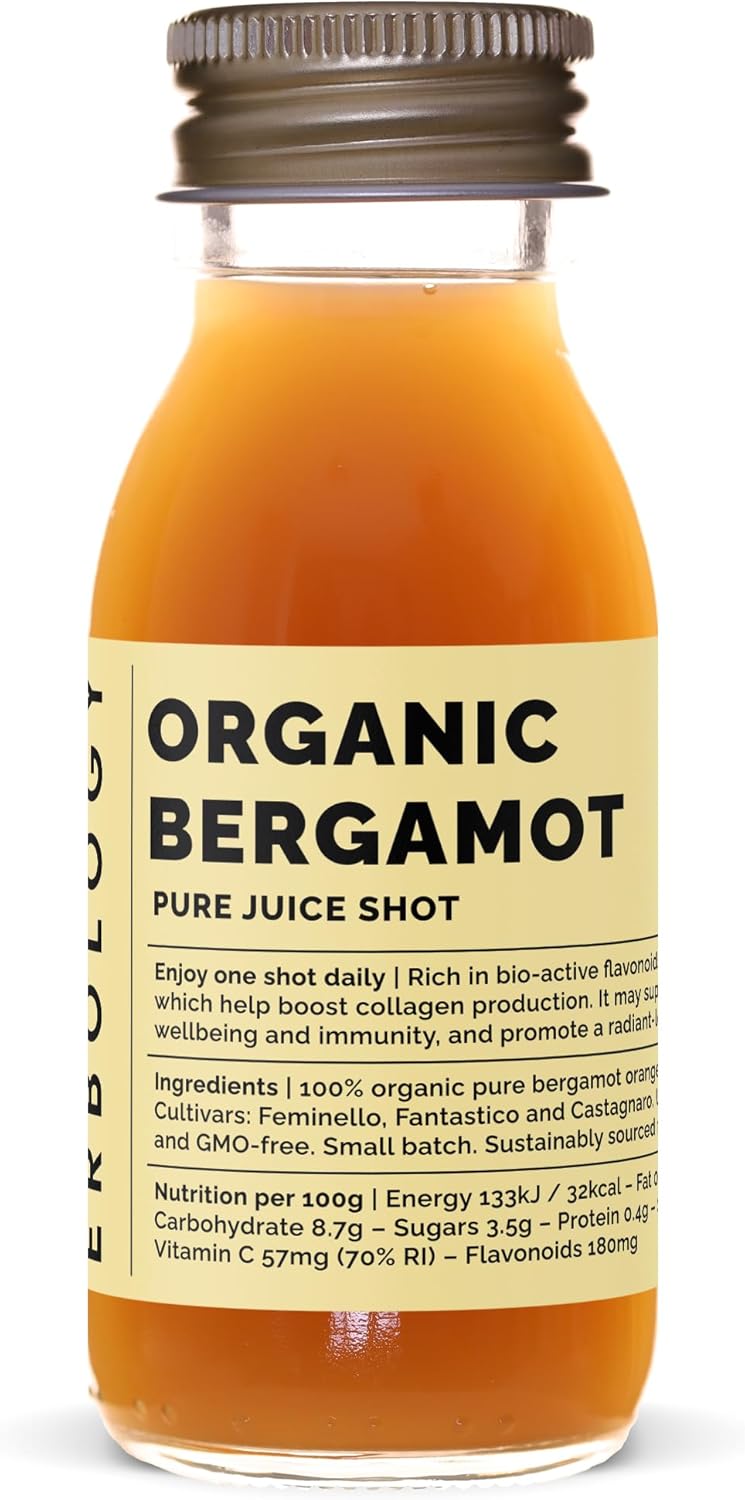 100% Organic Bergamot Juice 12 Daily Shots (60ml) - Supports Immunity and Collagen Production - High in Vitamin C and Bio-active Flavonoids - Straight from Farm in Italy - Undiluted - No Added Sugar