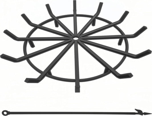 Americangaslogs 36 Inch Log Grate Wrought Iron Fire Pit Round Spider Wagon Wheel Firewood Heavy Duty 0.9in Bar Fireplace Stove Burning Rack Holder 6Legs Chimney Hearth Kindling Stacking (36 Inch)