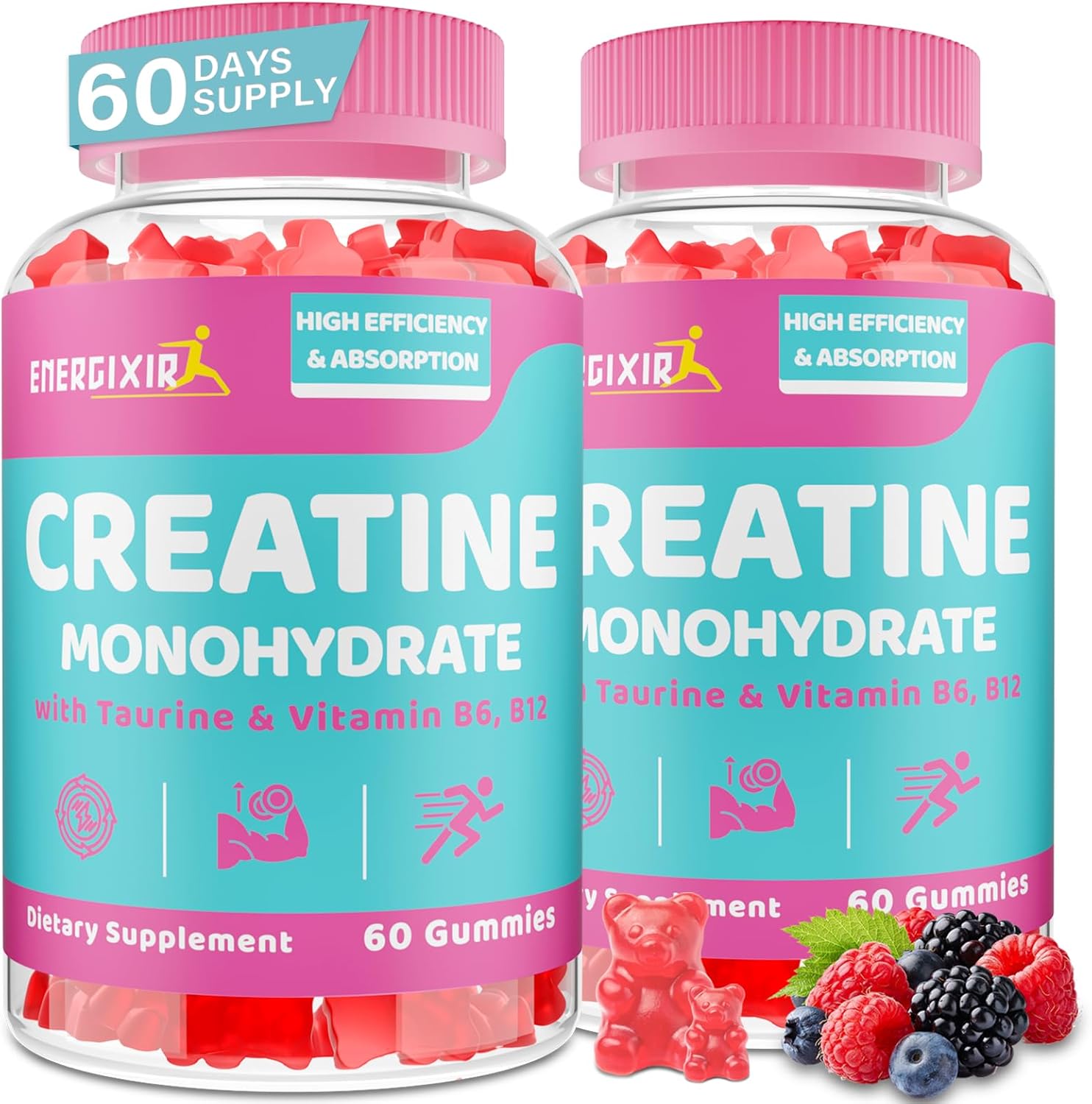 Creatine Monohydrate Gummies 5000mg with Taurine & B6 - 120 Count