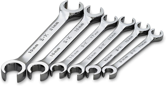 SK Tools USA 6 Piece Flare Nut Wrench Set, 6 Point, SuperKrome®, 9MM to 21MM | 376