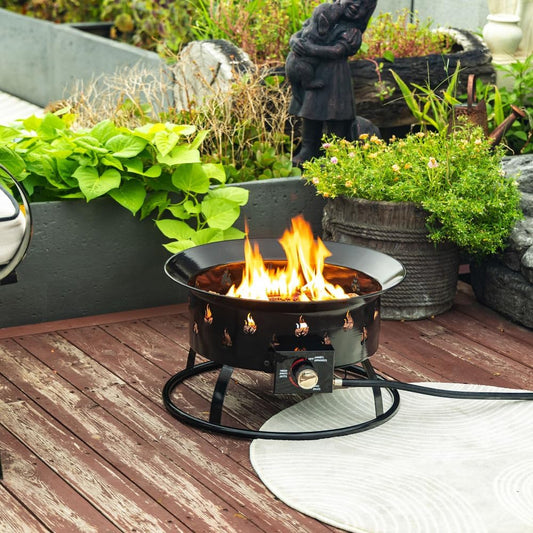 Propane Gas Fire Pit, 50000 BTU Round Steel Fire Pit for Outside Patio Deck Garden Backyard