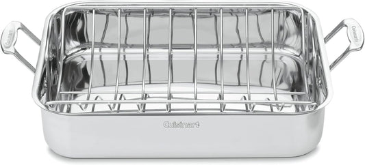 Cuisinart 16-Inch Roaster, Chef's Classic Rectangular Roaster with Rack, Stainless Steel, 7117-16URP1