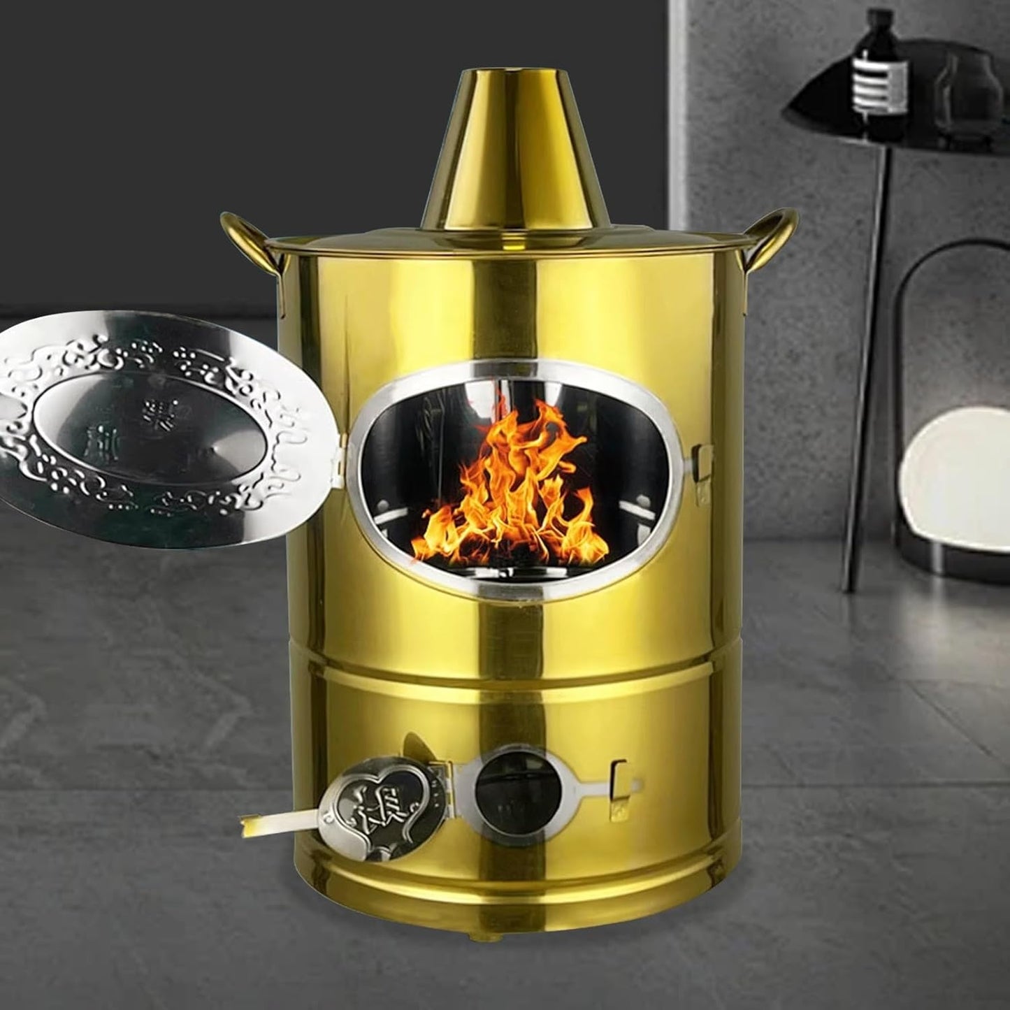 Outdoor Garden Burn Barrel, Heat-Resistant Portable Incinerator with Ventilation, for Paper, Leaves, Wood Debris