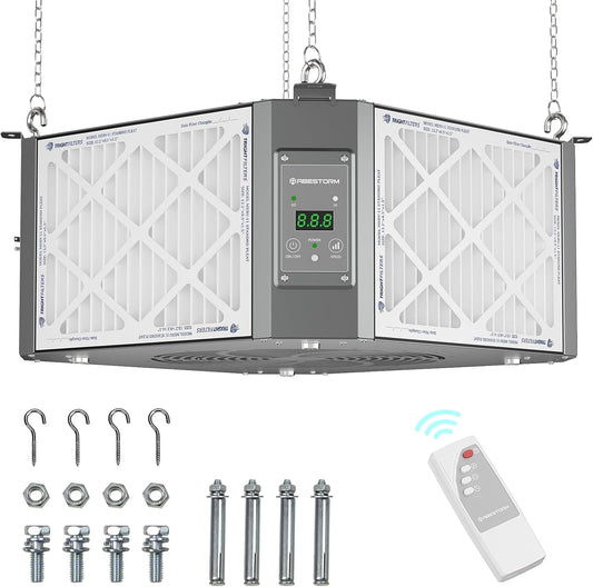 ABESTORM 360 Degree Intake Air Filtration System for Woodworking, 1350 CFM Hanging Dust Collector, Air Filter for Shop Garage WorkShop, DecDust 1350