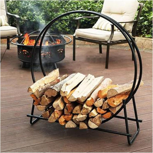 Firewood Rack,Firewood Log Rack, Farmhouse Round Log Store Rack Holder Small Indoor Outdoor Camper Firewood Holder Brackets