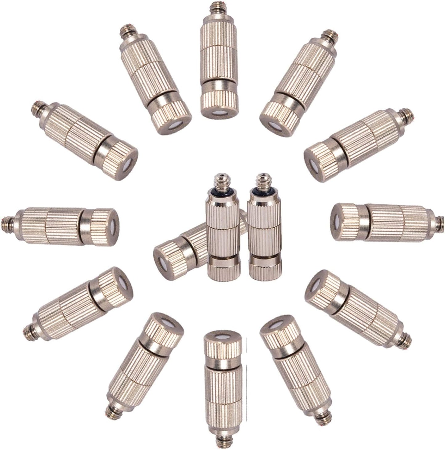 Pfeilzieher 80pcs Brass misting Nozzle kit for Cooling System high Pressure 3 16 Threaded Mister nozzles Anti drip fogging Spray Head for Landscaping air humidification Brushed Nickel Size 0 15mm