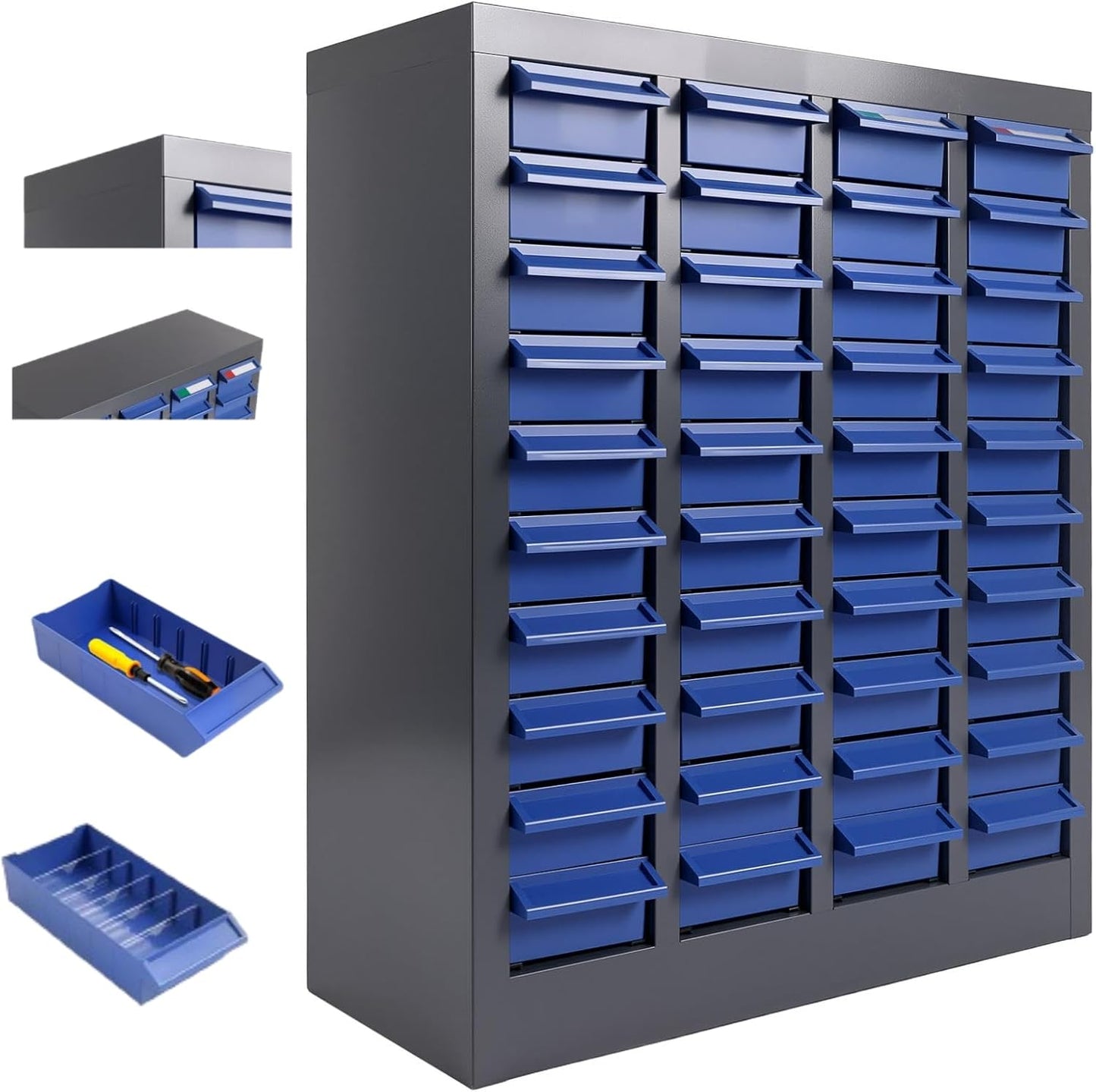 100 Drawers Parts Cabinet Bolt and Nut Tool Storage Cabinet, ABS Material Hardware Organizer, Part Drawer Bolt Bin with Shelf and Label, Tool Organizer Bolt Bins Organizer for Shop (40 Drawers)