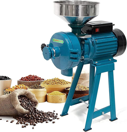 LILYPELLE 3000W Electric Grain Mill, 110V Commercial Electric Feed Mill, Wet & Dry Cereals Grinder, Corn, Grain, Coffee, Wheat Feed Machine With Funnel