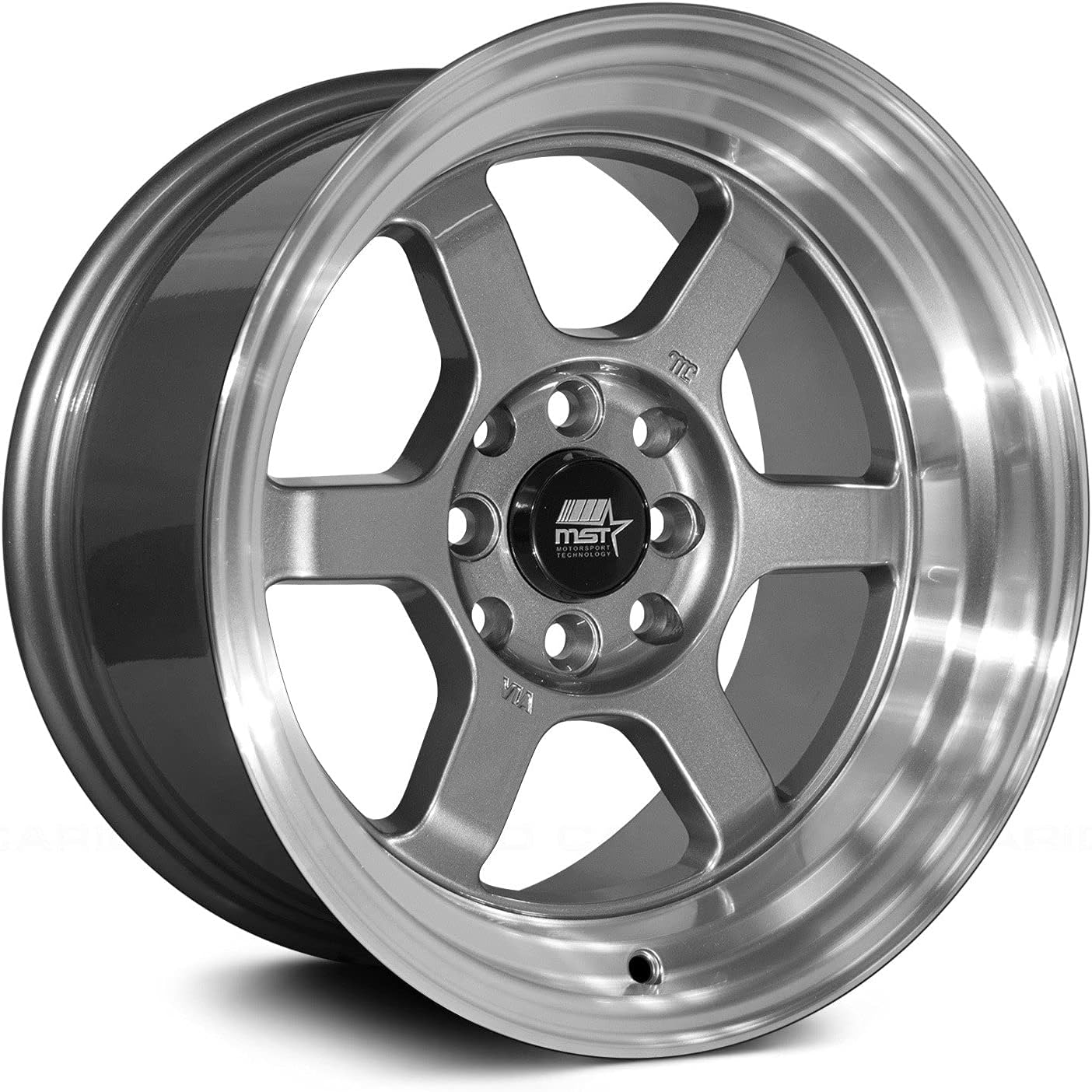 Time Attack 15x8.0 4x100\/4x114.3 0 ET 73.1 CB Gunmetal w\/Machined Lip Wheel by MST