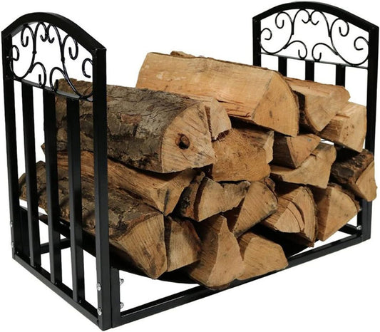 Fireplace Log Storage Holder, Small Firewood Rack, Heavy Duty Iron Firewood Carrier Stove Bracket Stacking Racks for Stove Fire Pit