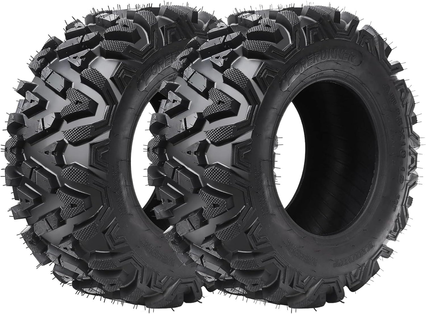 2 Pcs 25x8-12 ATV/UTV Tires 6PR, All Terrain 15mm Tread Depth 25x8x12 Trail Sand Mud Stream Off-Road Tires