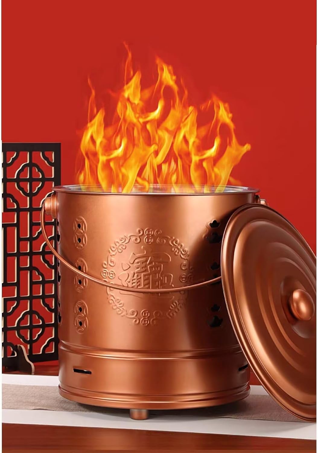 Portable Burn Barrel Stainless Steel Metal Trash incinerator with Fire Hook & Rack Fast-Burning Durable Outdoor Waste Burner for Home, Camping, Yard Trash, Leaves，Paper & Cardboard