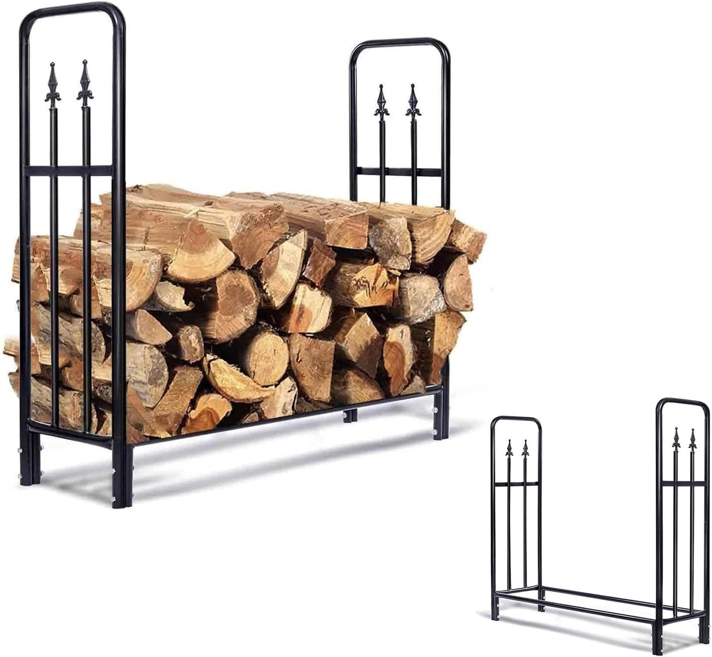 Firewood Rack, Heavy Duty Steel Fire Log Stacker Holder for Stove Fire Pit Fireplace, 47 Inch Fireplace Wood Storage Stand for Indoor and Outdoor