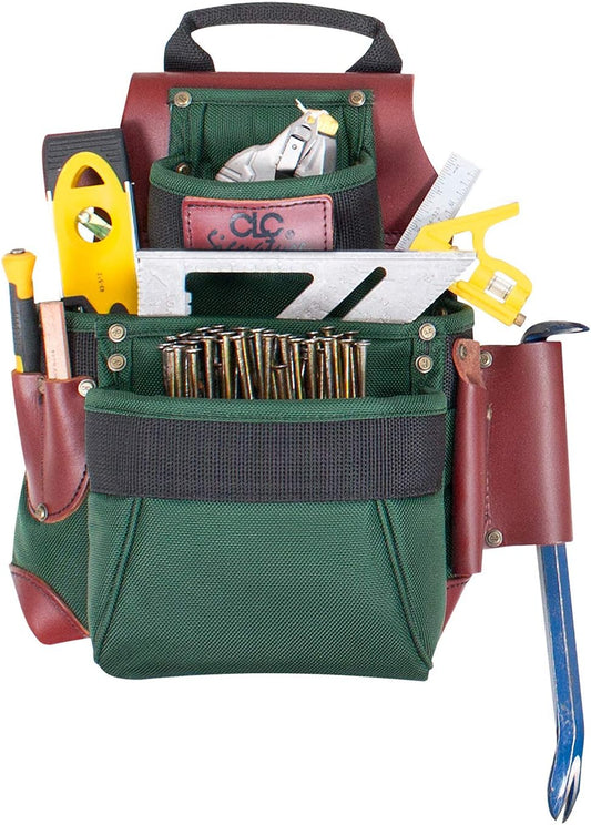 CLC Custom Leathercraft 51685 Signature Elite Ballistic Nylon Nail & Tool Bag, 7 Pocket