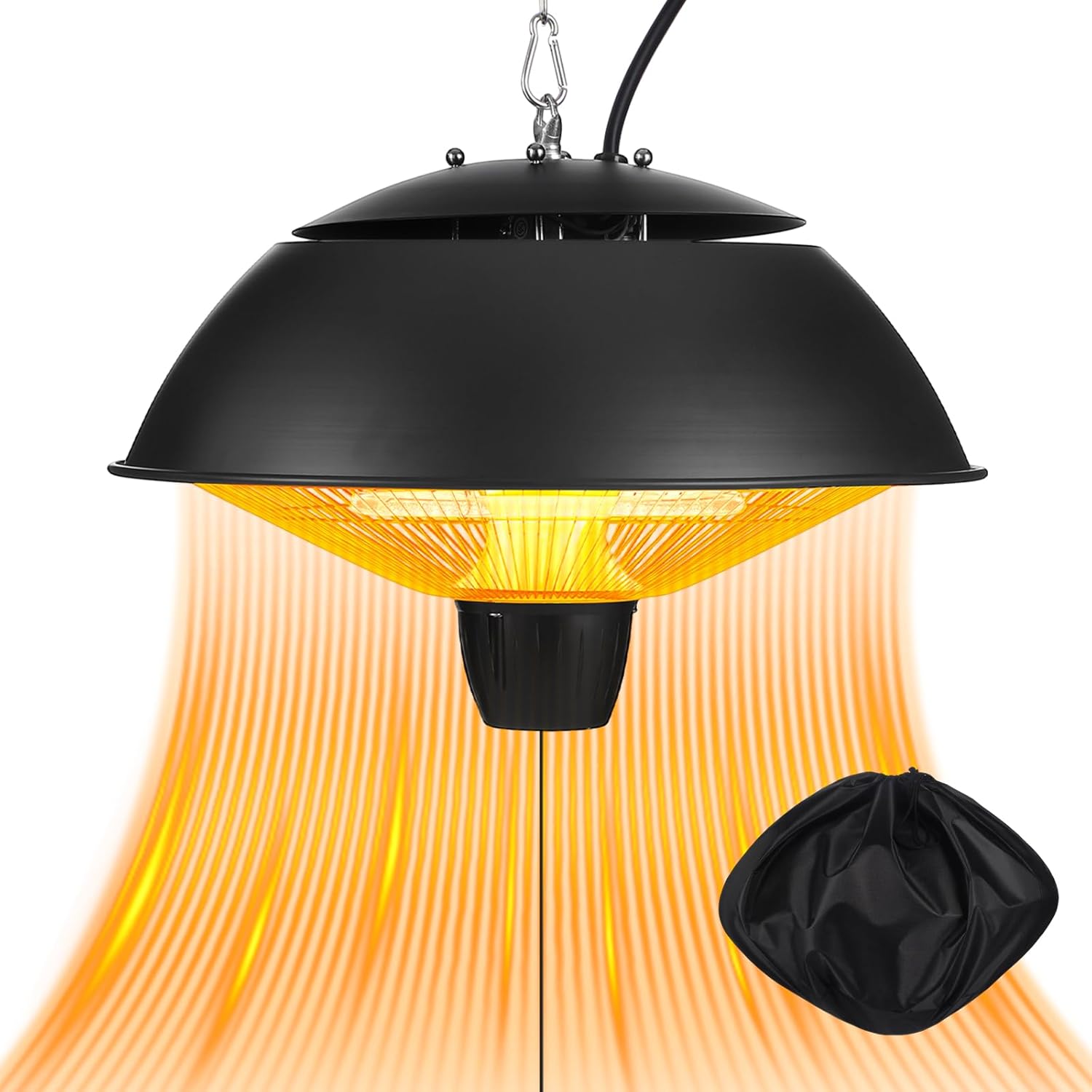 Hanging Patio Heater 1500w Outdoor/Indoor Electric Infrared Hanging Ceiling Heater with Storage Bag 3s Fast Heating, Quiet, Adjustable Chain, for Home Porch Gazebo Balcony Garage Studio