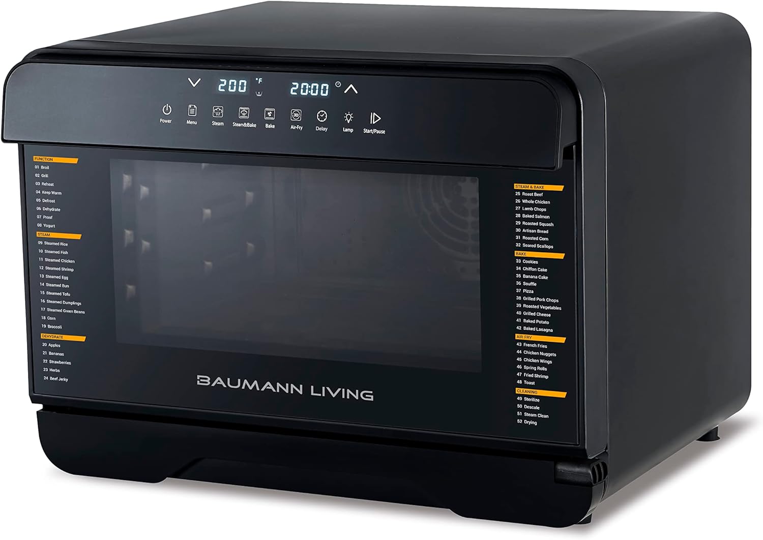 Baumann Living Multifunction Air Fryer Steam Oven Convection Countertop All-in-One Appliance.