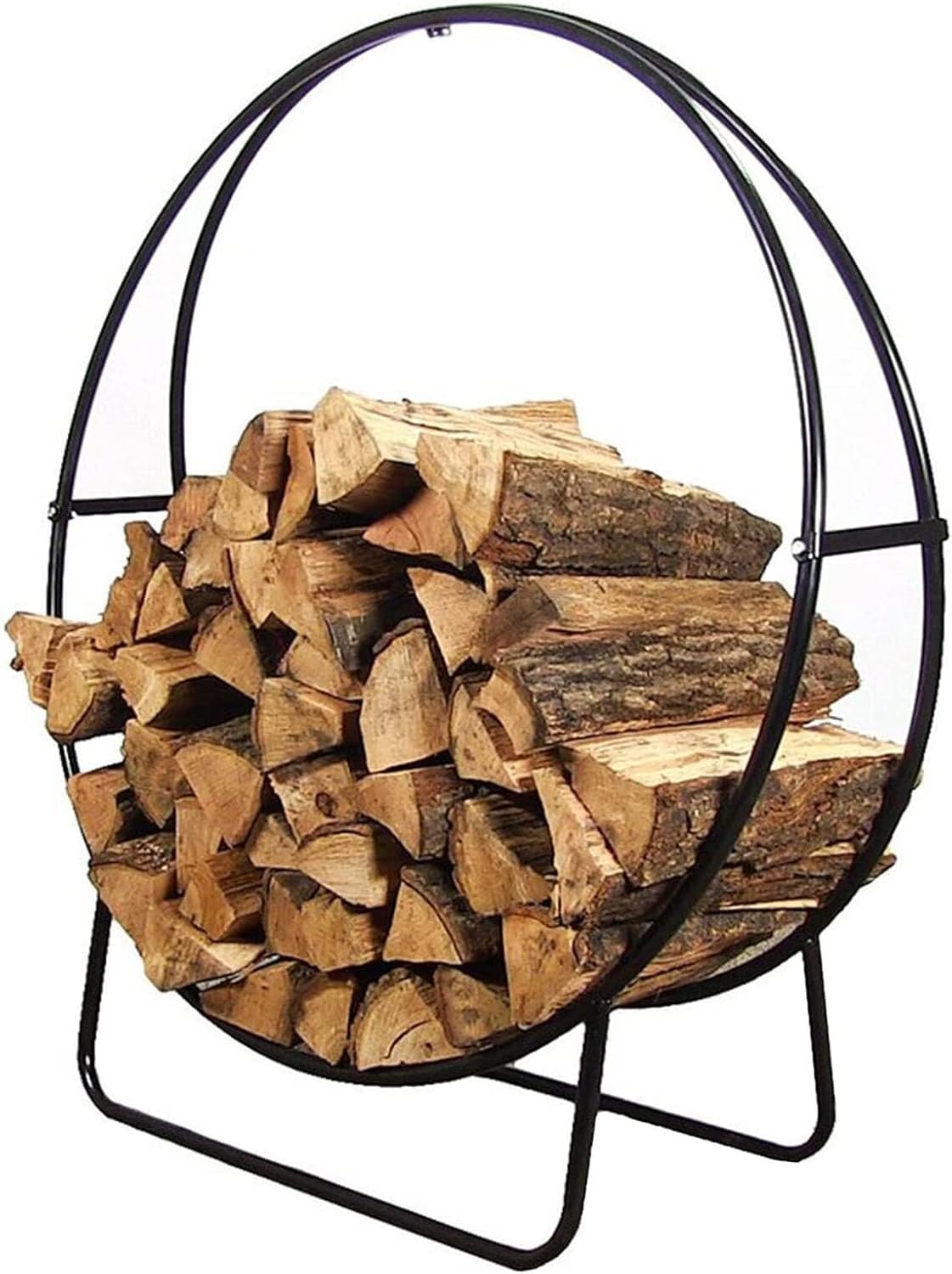 Firewood Ring for Indoor Fireplace, Tubular Steel Wood Storage Rack for Wood Stacker/Patio/Deck/Porch